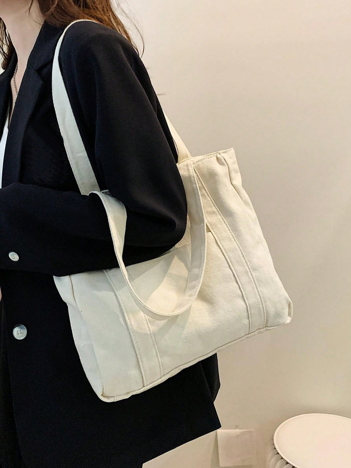 Duża torba canvas – widok z boku