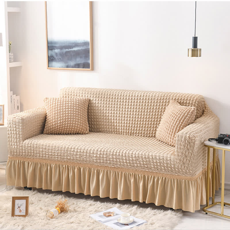Pokrowiec na kanapę – widok na montaż elastycznego rąbka