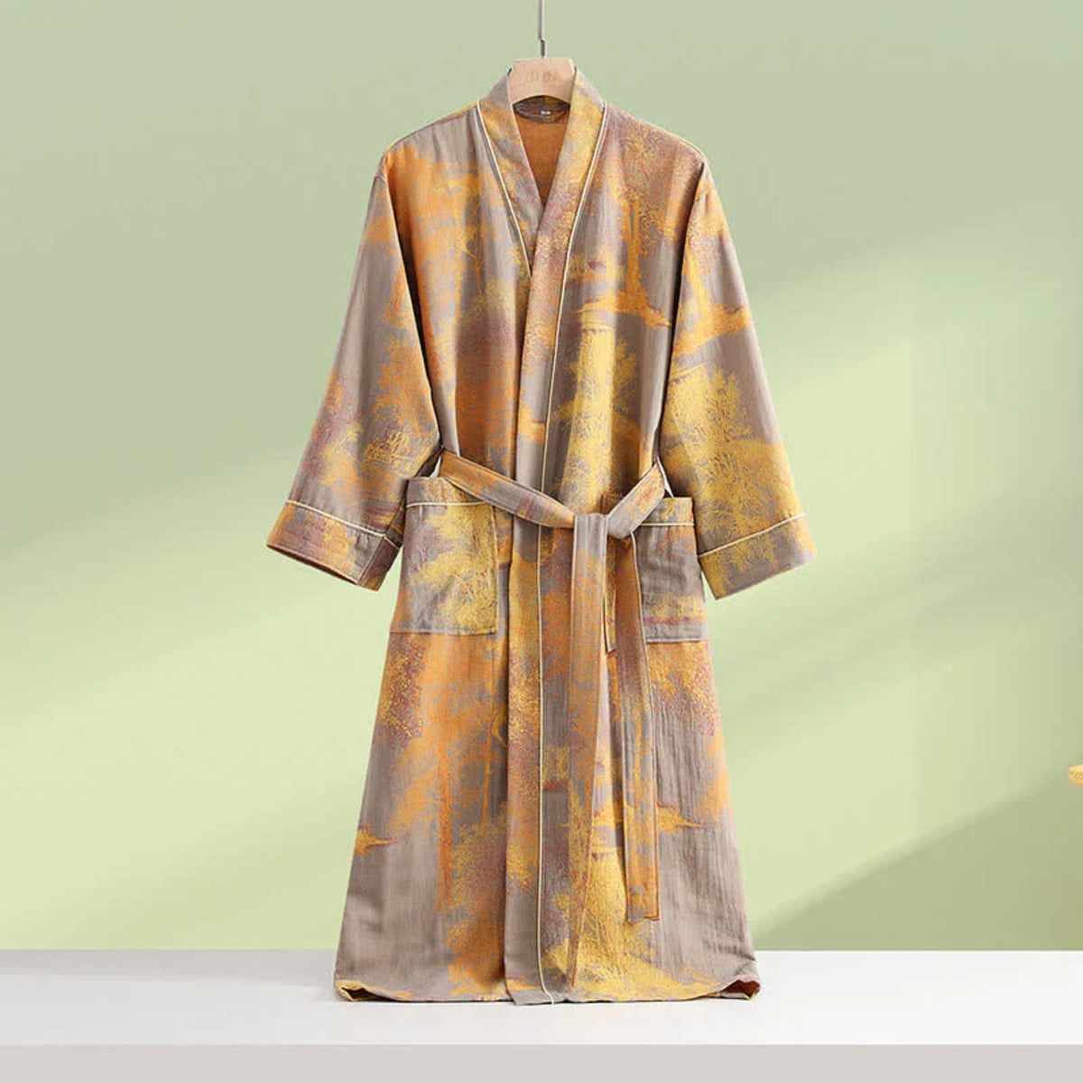 Szlafrok kimono bawełniany w kolorze naturalnym