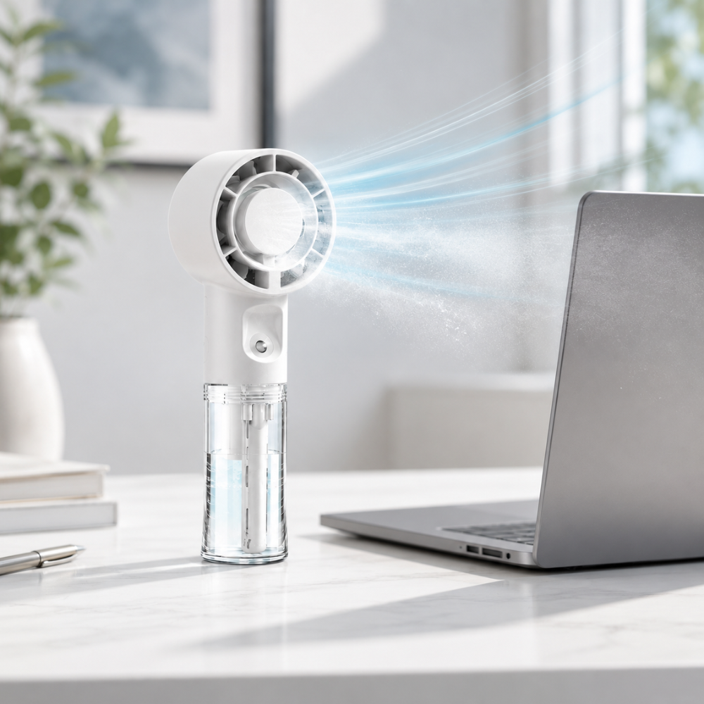 Przenośny mini wentylator z mgiełką wodną ładowany przez USB-C