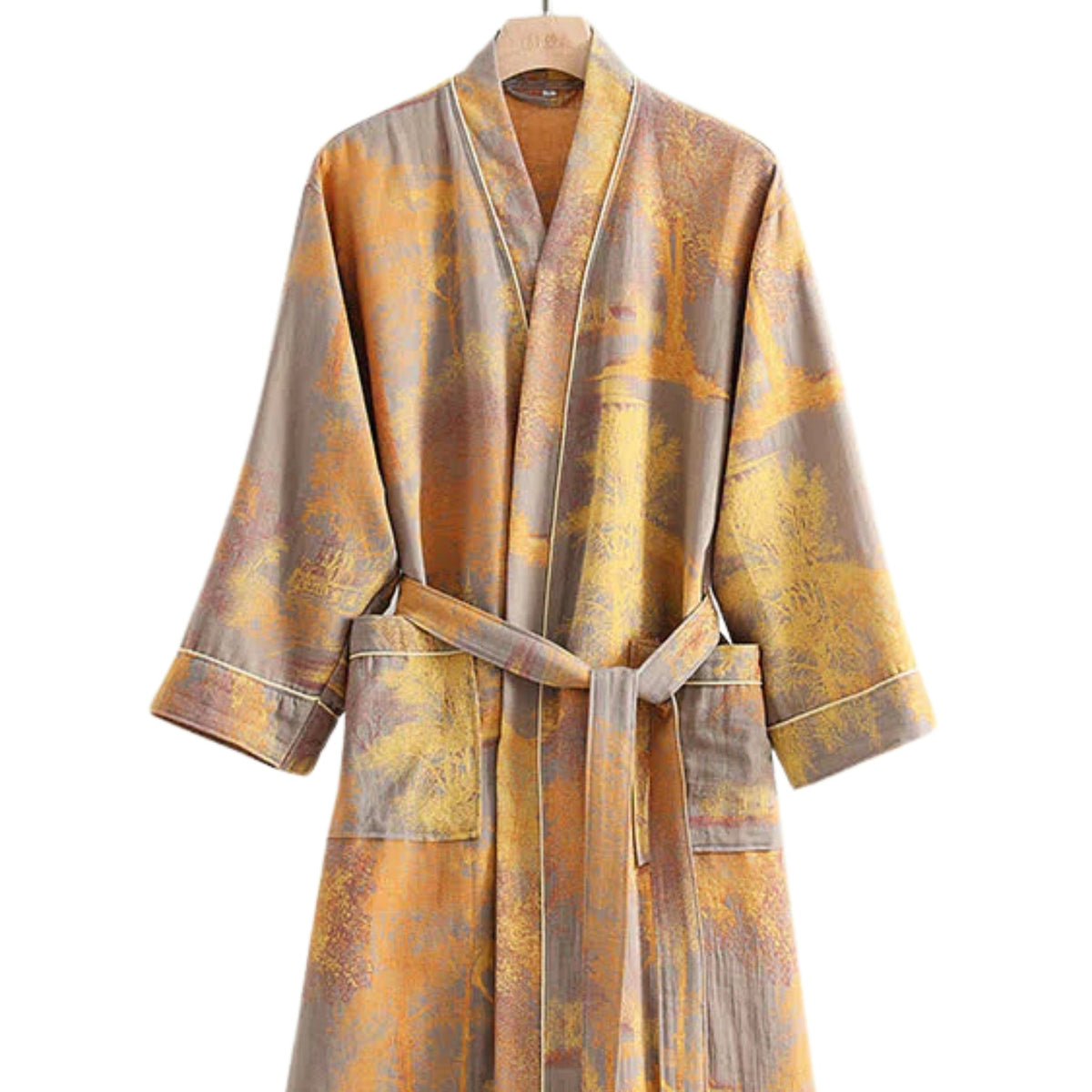 Damski szlafrok w stylu kimono z miękkiej muśliny