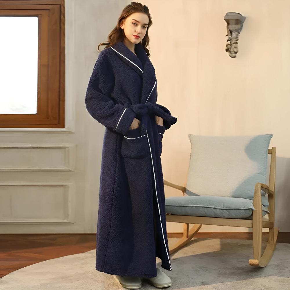 Męski szlafrok coral fleece z regulowanym paskiem