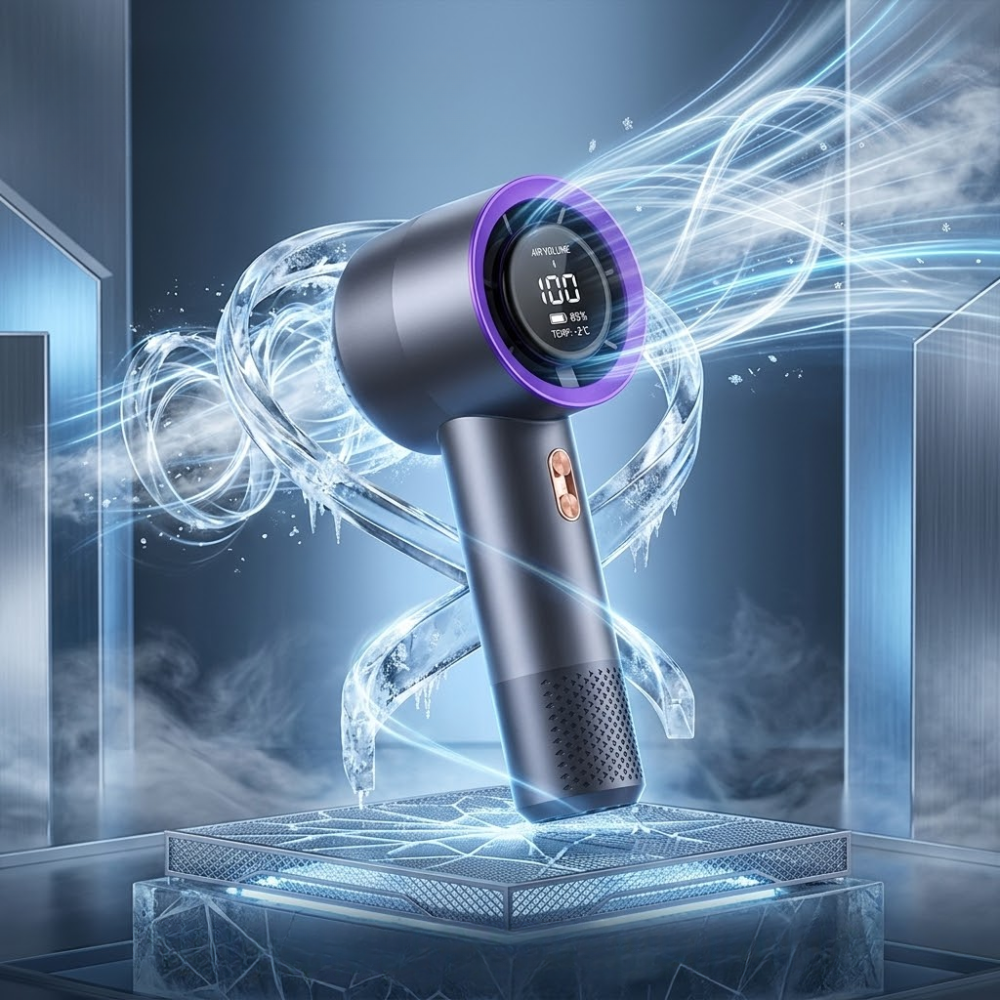 Wentylator USB w kolorze beżowym, szarym i różowym