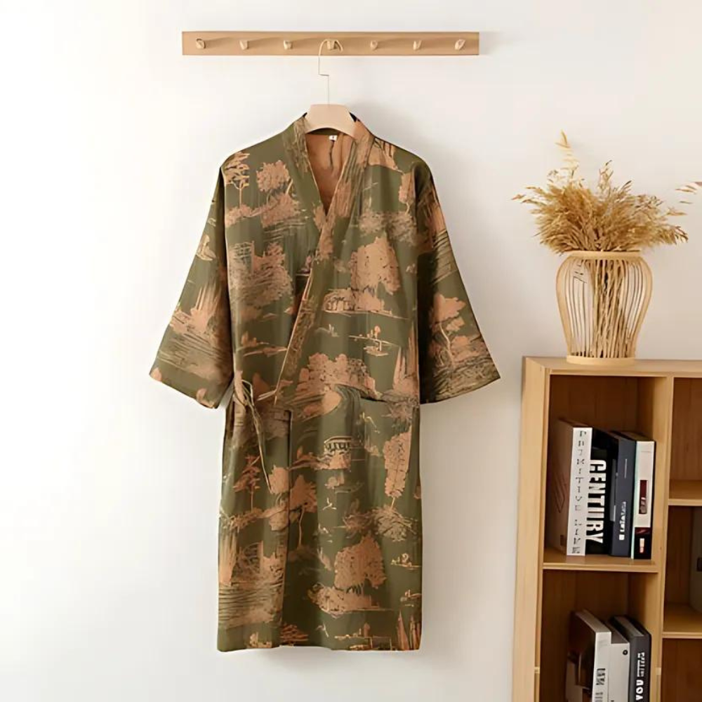 Bawełniany szlafrok kimono z boho printem