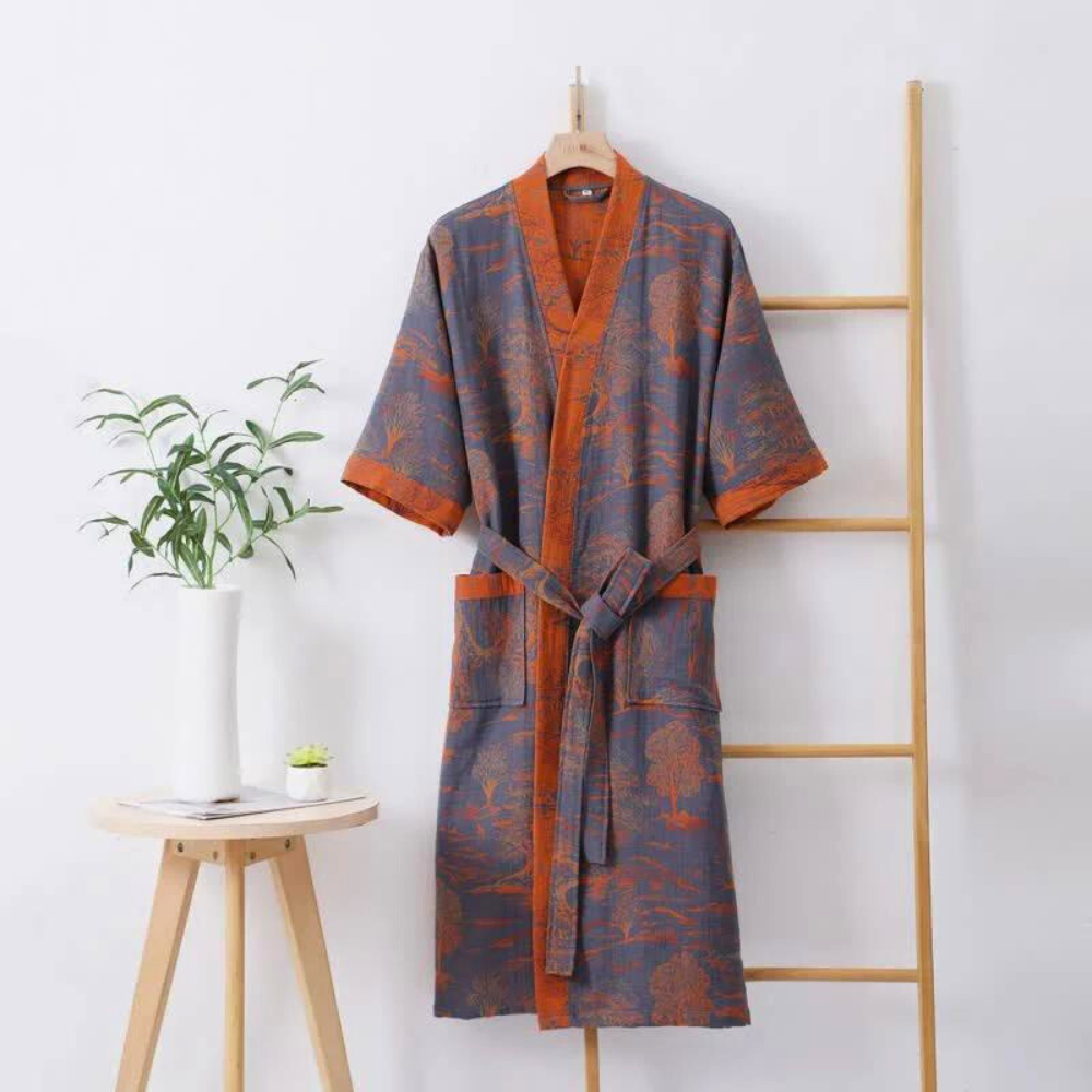 Dwuwarstwowy muślinowy szlafrok kimono