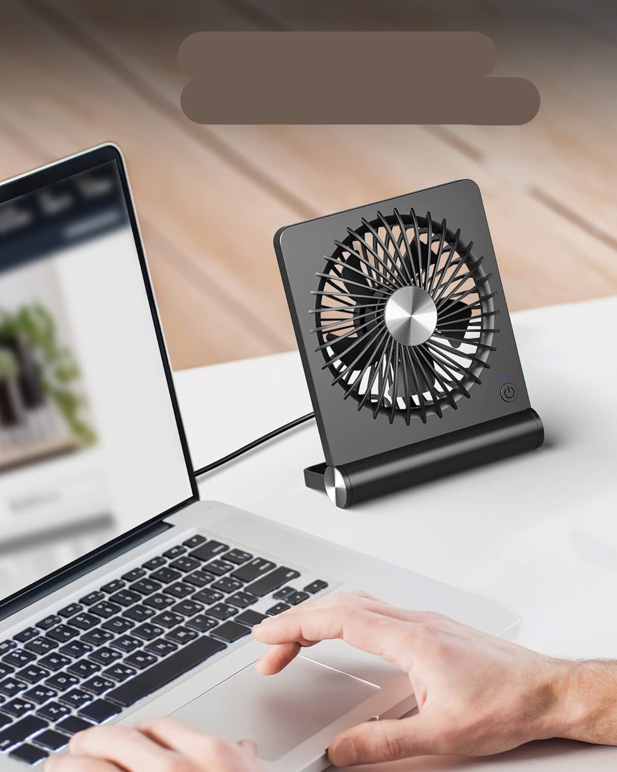 Wentylator biurkowy USB – widok z przodu