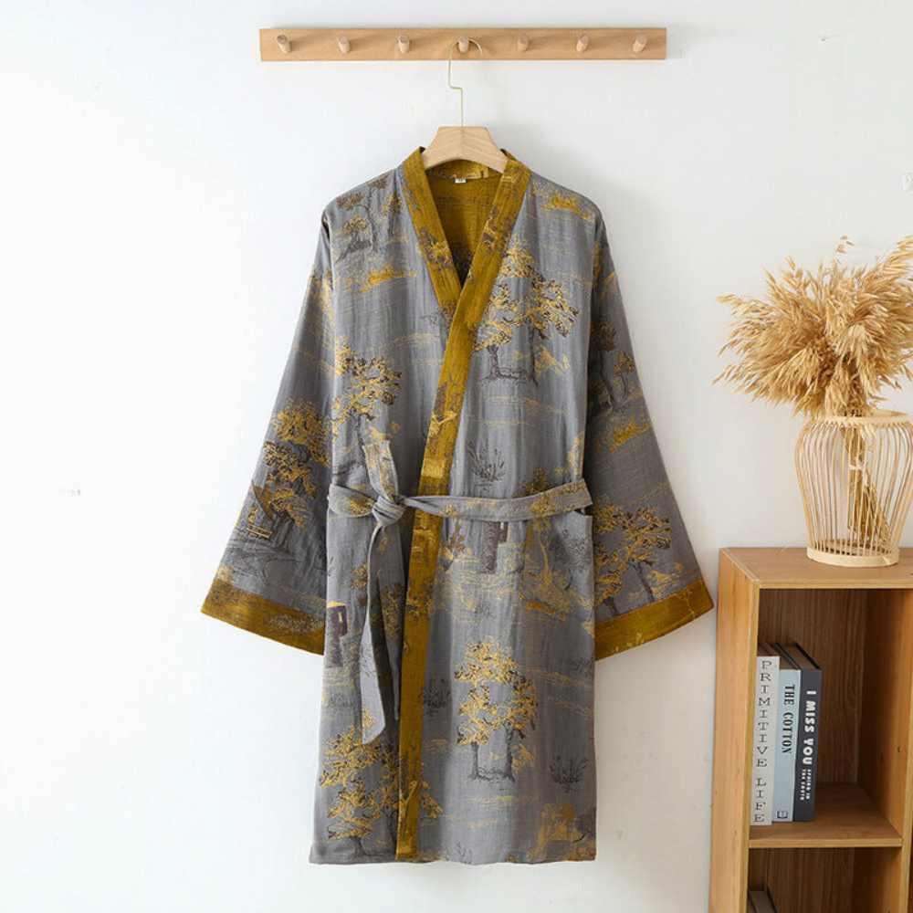 Luksusowy bawełniany szlafrok damski w stylu kimono