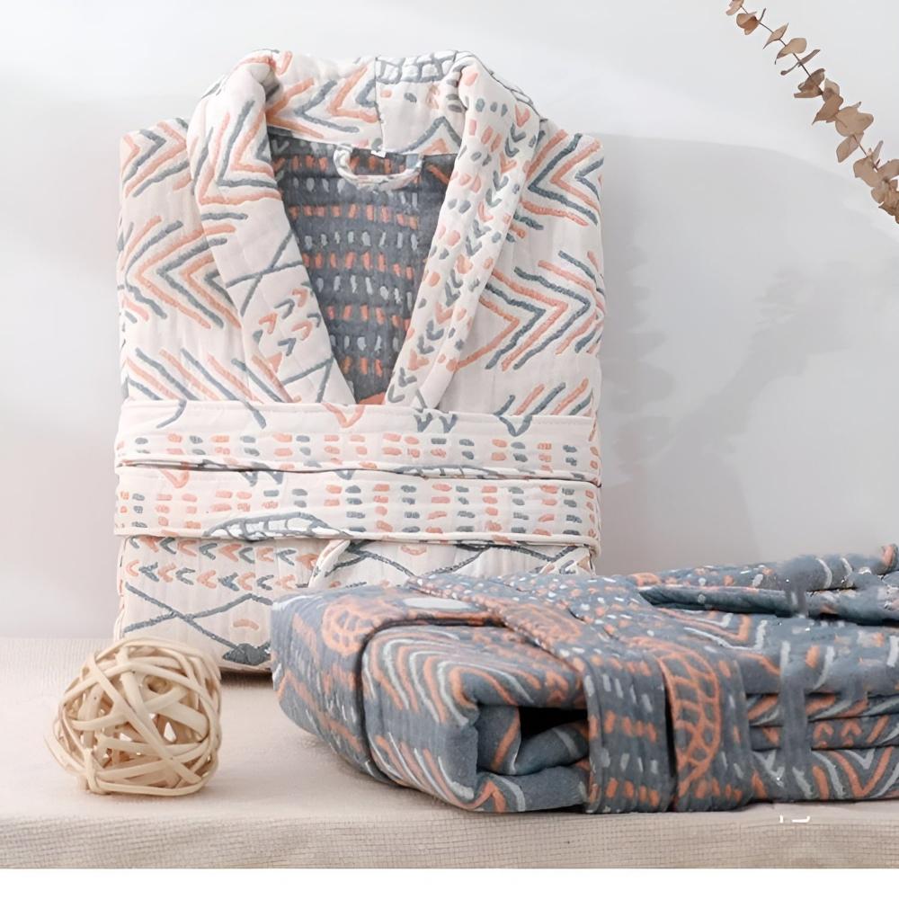 Miękki szlafrok bawełniany unisex w kolorze białym