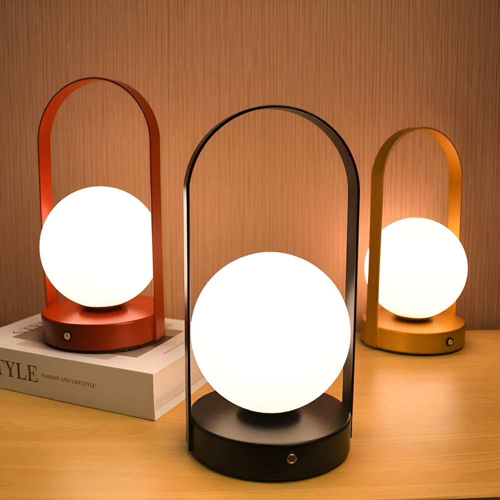 Bezprzewodowa Lampa Stołowa LED Orbita – Elegancka Lampka Nocna do Salonów, Regulowane Światło, Odporna na Rdzę, Akumulatorowa 1