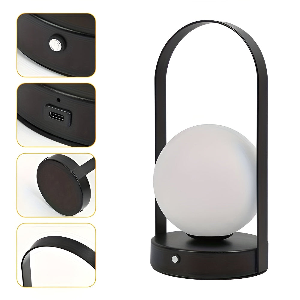 Bezprzewodowa Lampa Stołowa LED Orbita – Elegancka Lampka Nocna do Salonów, Regulowane Światło, Odporna na Rdzę, Akumulatorowa 8