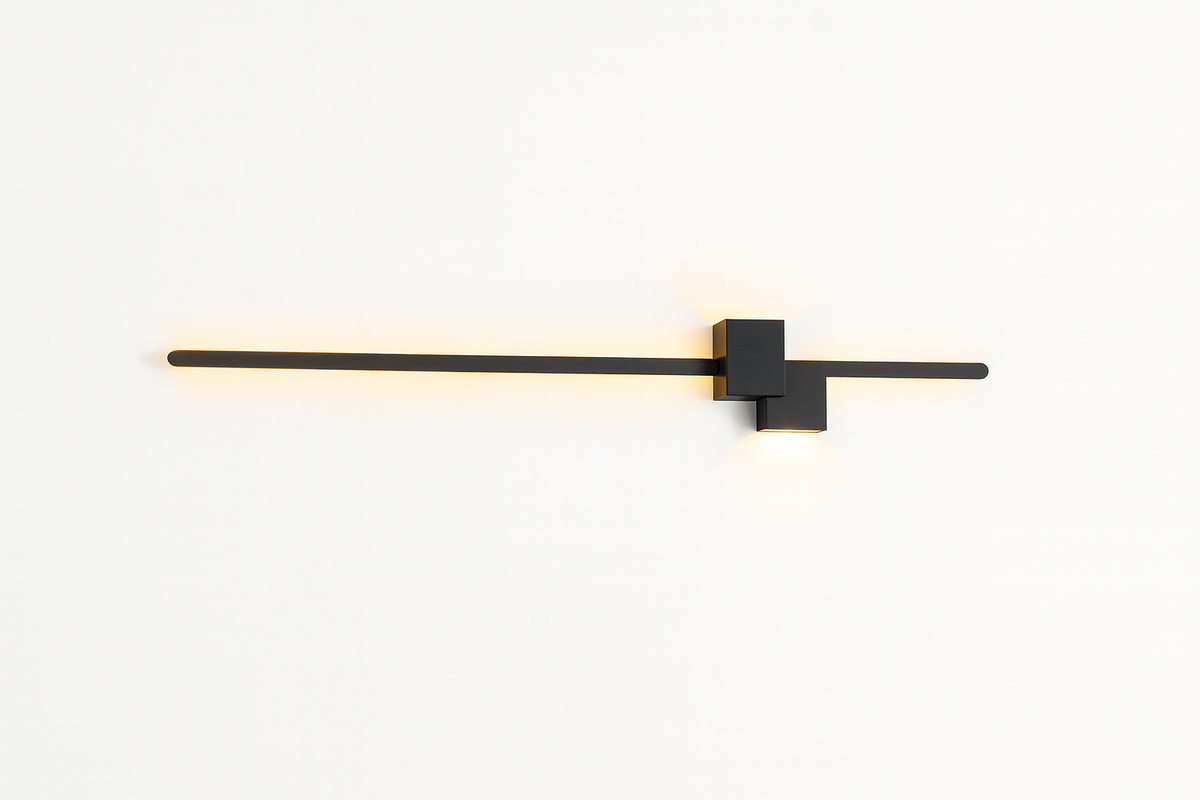 Minimalistyczny Kinkiet Ścienny Czarny z Oświetleniem LED – Elegancka Lampa na Ścianę do Wnętrz