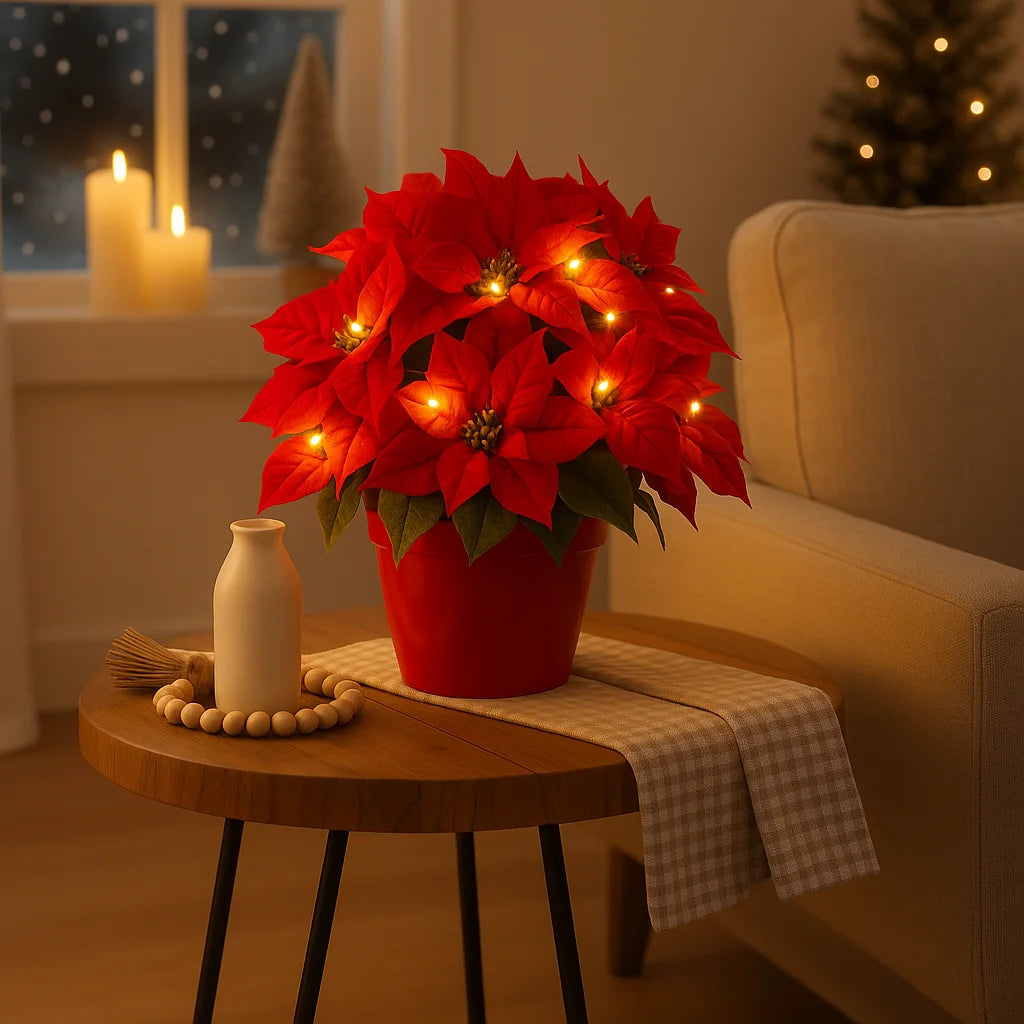Dekoracyjny Kwiat LED Ruby Glow Blossom – Czerwony, Energooszczędny, Idealny do Wnętrz, Ciepła Biel 5