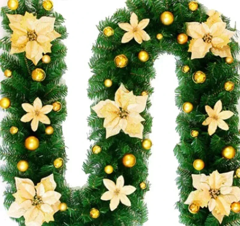 Elegancka Girlanda Rattanowa z Oświetleniem LED – 270 cm Świąteczna Dekoracja do Schodów i Kominków 0