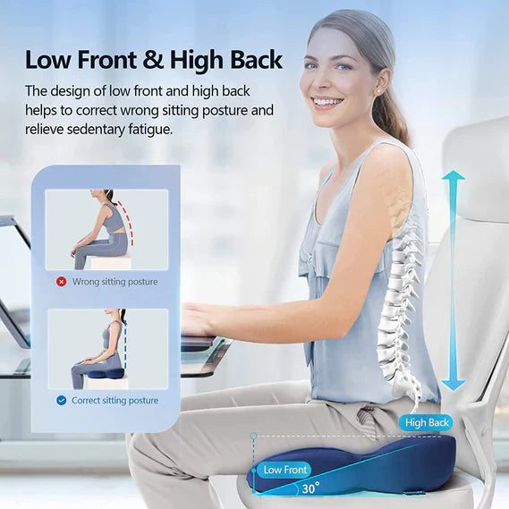 Ergonomiczna Poduszka Siedząca z Memory Foam – U-kształtne Wsparcie dla Pleców, Oddychający Pokrowiec, Antypoślizgowa Podstawa 4