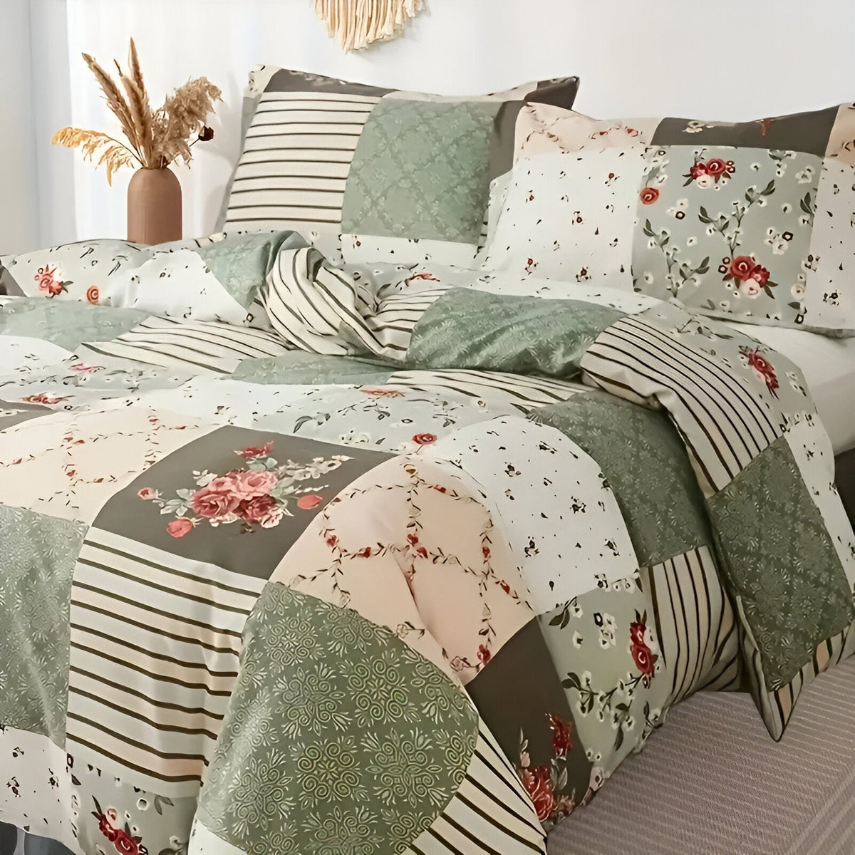 Komplet pościeli bawełnianej 160x200 – Elegancki zestaw z kwiatowym wzorem do sypialni, komfortowy i stylowy dodatek 6