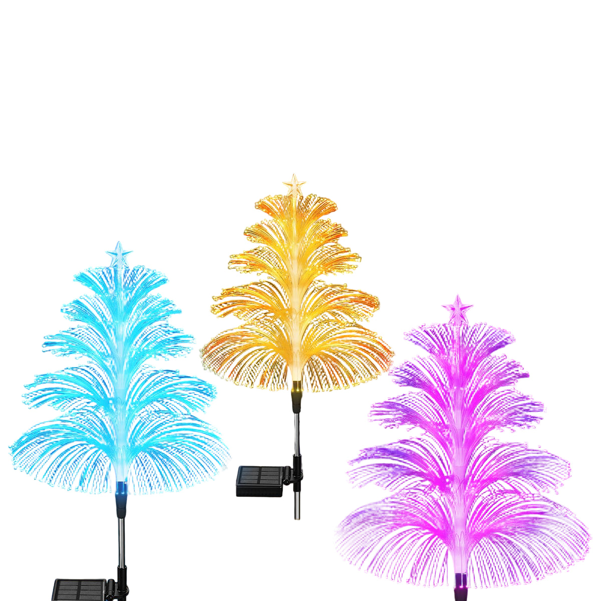 Lampa Ogrodowa Stojąca Solarna z 5 Warstwami i 7 Kolorami – Nowoczesne Lampy Ogrodowe IP65 do Oświetlenia Ogrodu 0