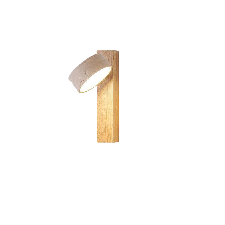 Lampa Ścienna LED Wabi Sabi z Naturalnego Kamienia i Drewna, Minimalistyczny Kinkiet na Ścianę do Sypialni i Jadalni 5