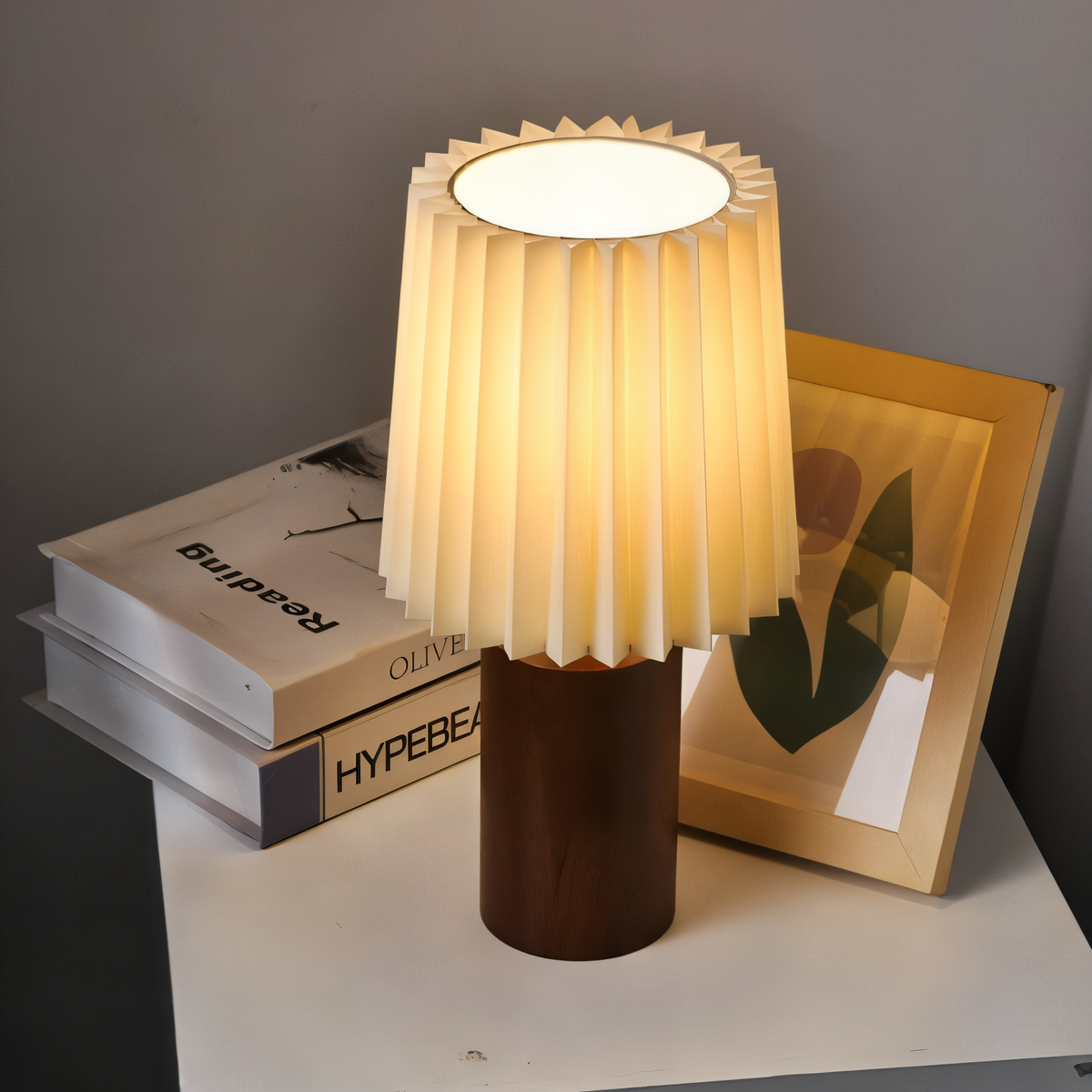 Lampa Stołowa ScandiChic z Drewna LED, Ciepłe Światło, Nowoczesny Design do Salonów i Sypialni 2