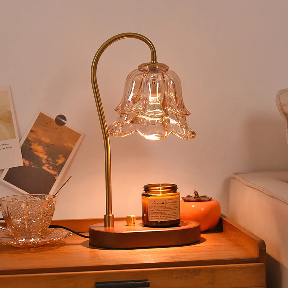 Lampa Stołowa Szklana w Kształcie Kwiatu – Stylowa Lampa Stołowa do Salonu, Elegancki Element Dekoracyjny 0