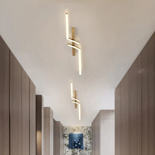 Lampa Sufitowa LED Czarna i Złota do Salonu – Nowoczesna Lampy Sufitowe w Minimalistycznym Stylu 1