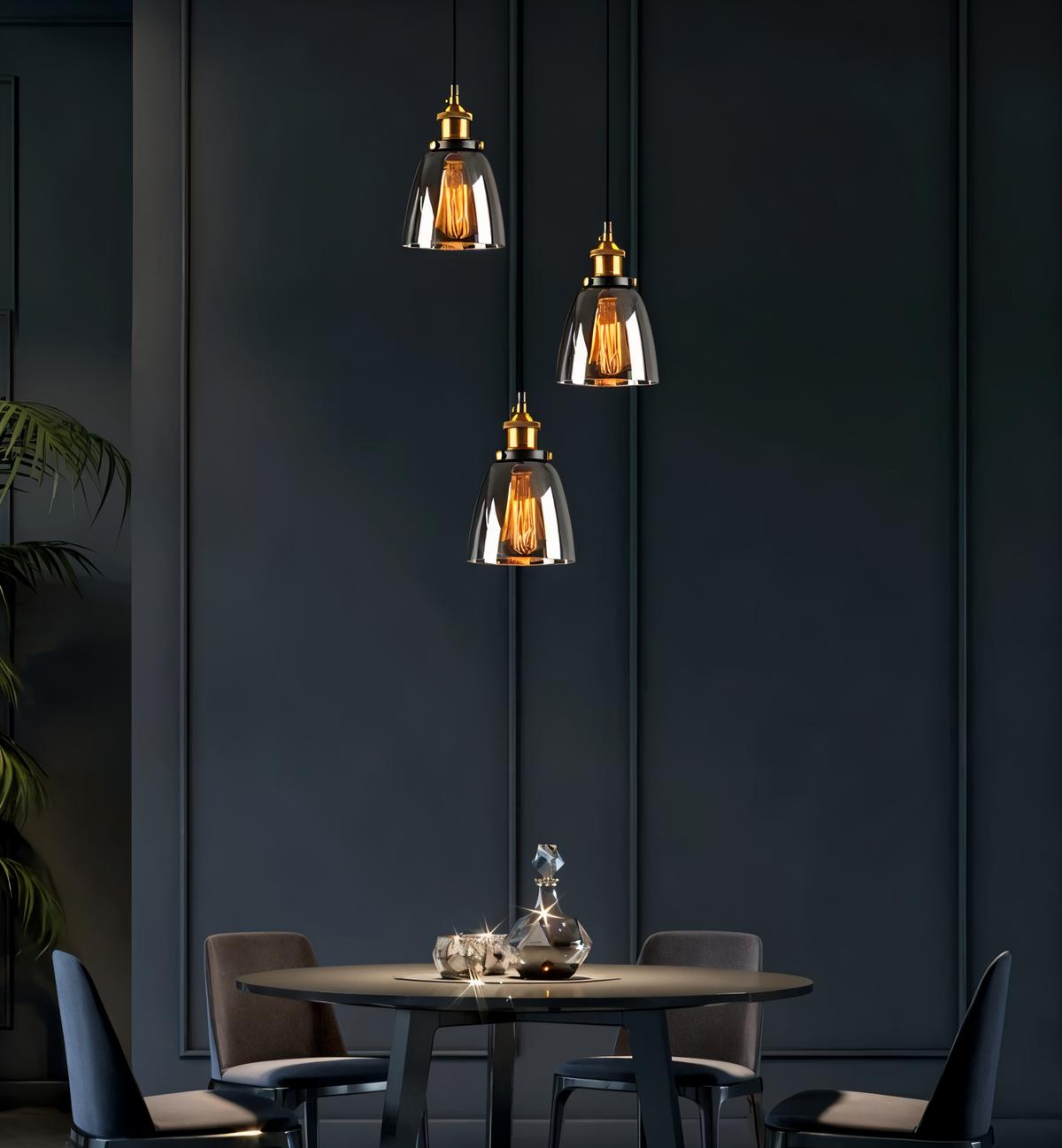 Lampa Wisząca VintaLoft w Stylu Vintage z Dymionym Szkłem – Lampa do Salonu, Lampy Wiszące, Żyrandole do Salonu 3