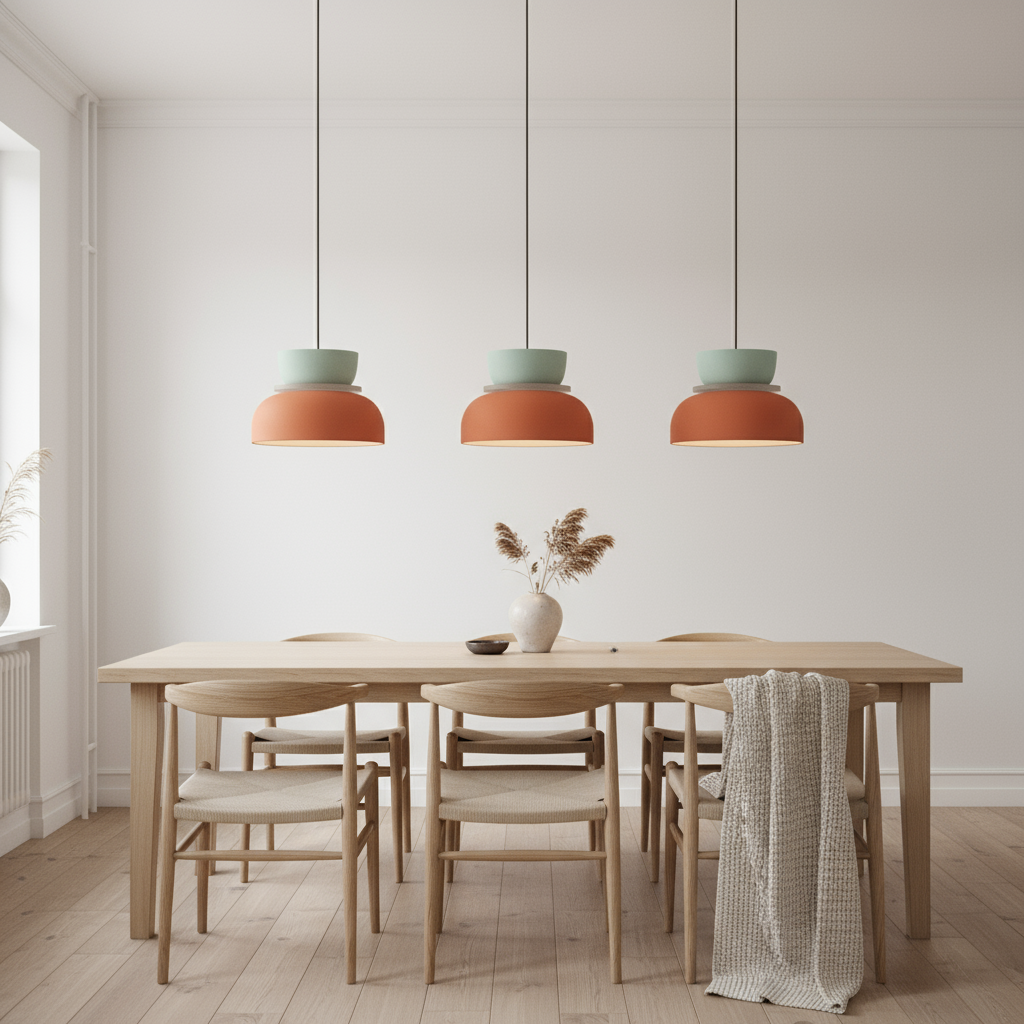 Lampa Wisząca w Stylu Skandynawskim z Pastelowymi Kolorami – Okrągła Lampa do Salonu i Nad Stół z Technologią LED 2