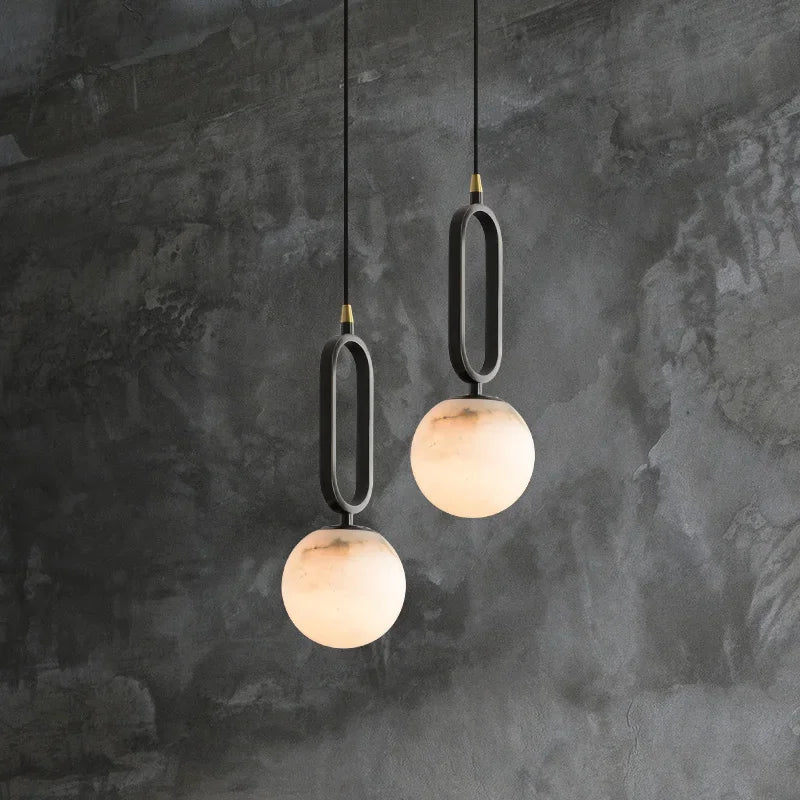 Lampa Wisząca z Naturalnego Marmuru Hulda – Nowoczesna Lampa do Salonu i Jadalni, Oświetlenie Nad Stół, Minimalistyczny Design 0