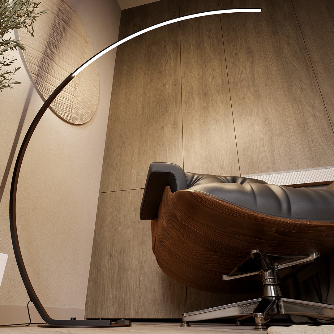 Lampa stojąca LED czarna – Nowoczesna lampa do salonu z ściemniaczem, idealna do czytania i tworzenia przytulnej atmosfery 5