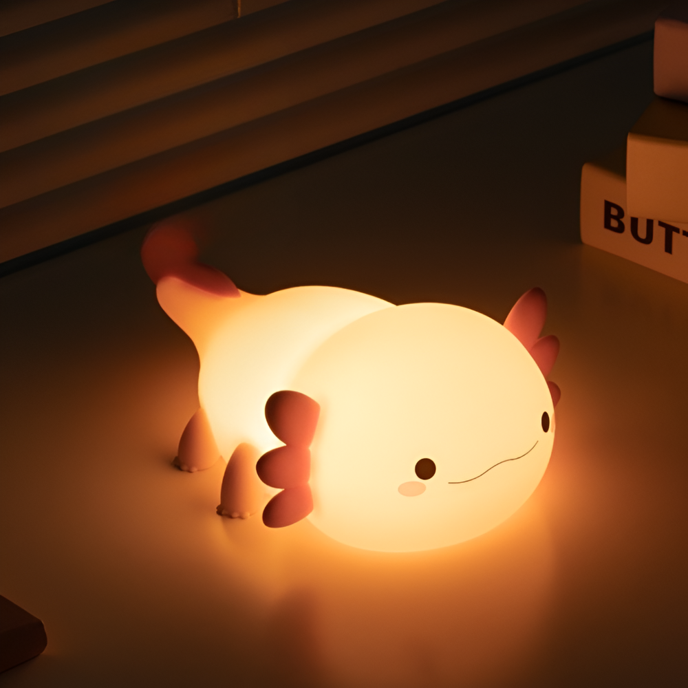 Lampka Nocna Axolotl dla Dzieci – Regulowana Silikonowa Lampa LED do Sypialni i Pokoju Dziecięcego z Ciepłym Światłem 0