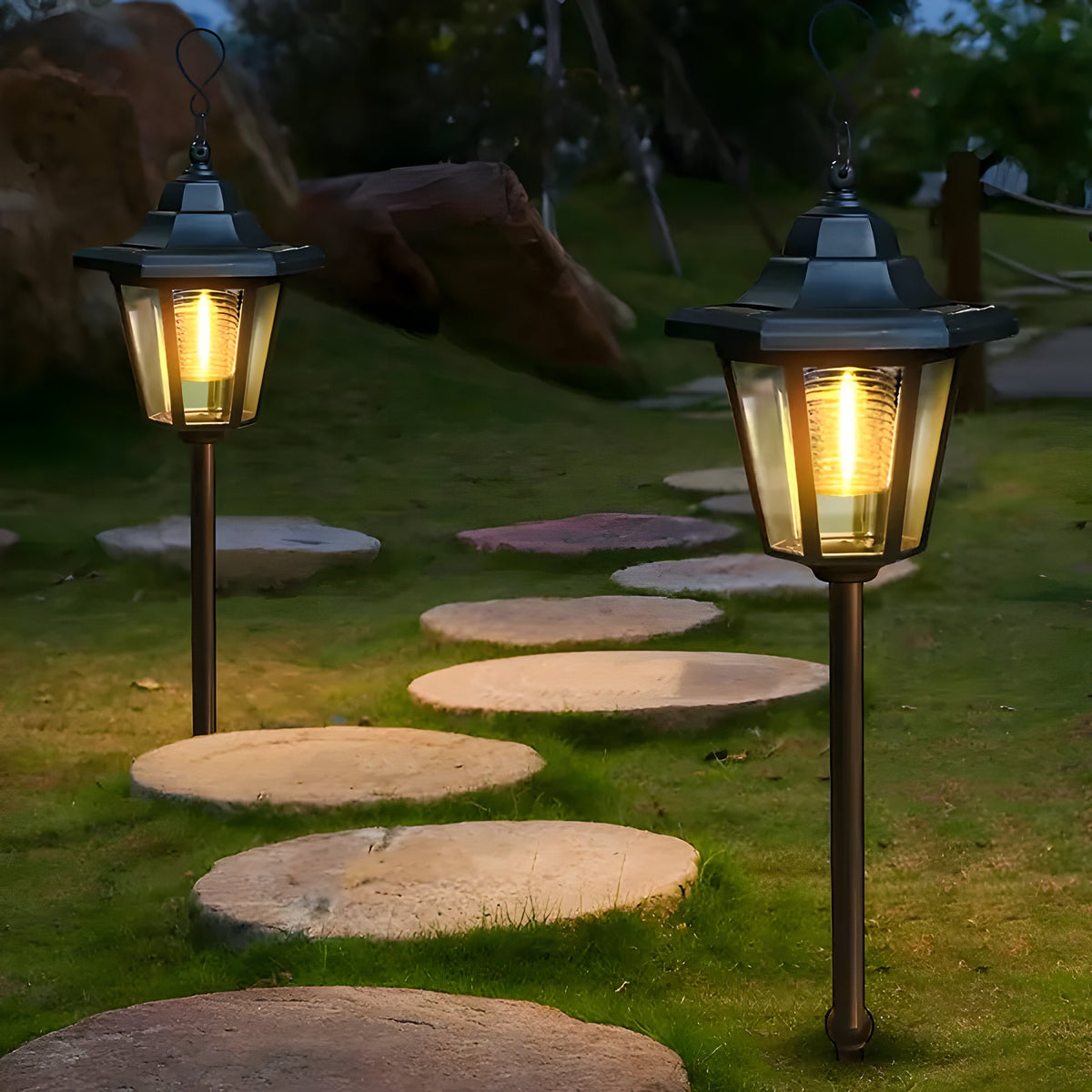 Lampy ogrodowe solarne w stylu vintage – Energooszczędne oświetlenie zewnętrzne, łatwe w instalacji, 2 sztuki 1
