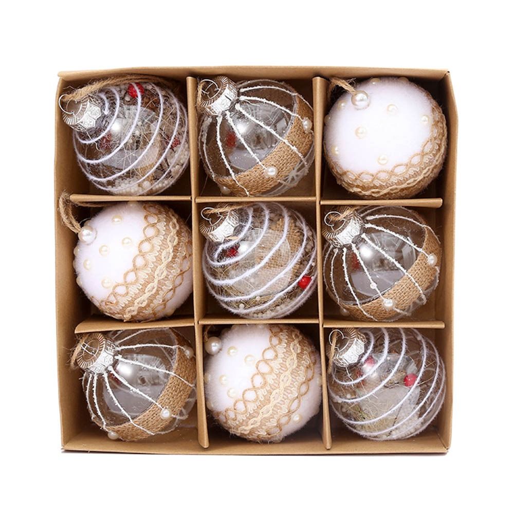 Luksusowe Bombki Choinkowe, Zestaw 9 Ozdób na Choinkę, Wielokolorowe, 8 cm 0