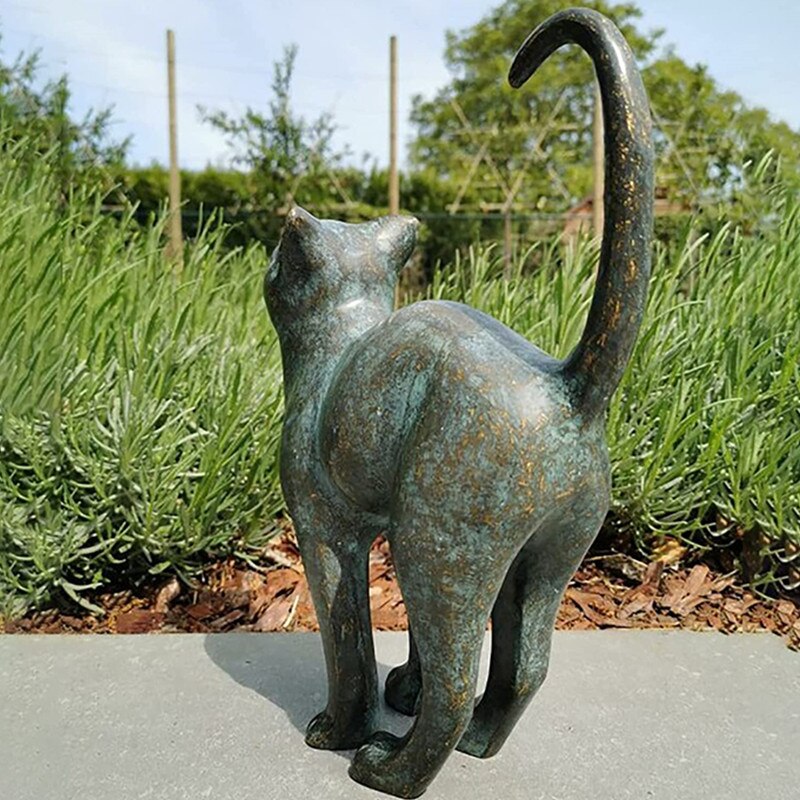 Miauw Aura Cat Lovers Garden Statuette - Odporna na warunki atmosferyczne figurka z żywicy poliestrowej do ogrodu i na taras. Dekoracyjna figurka kota. 5
