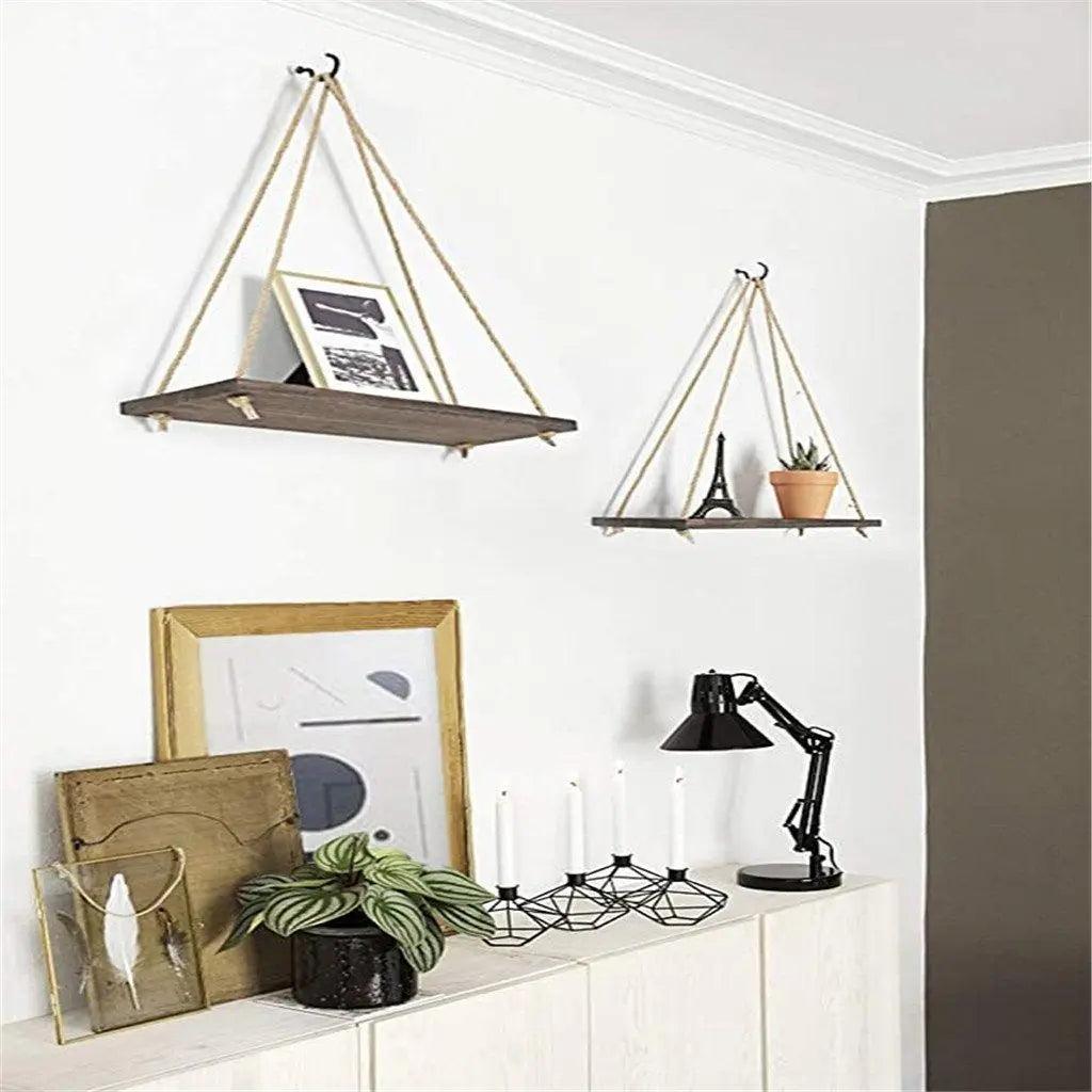 Minimalistyczna Półka Ścienna Wisząca z Drewna – Skandynawski Styl, Łatwa Instalacja, 35x14 cm, Idealna do Salonów i Biur 1