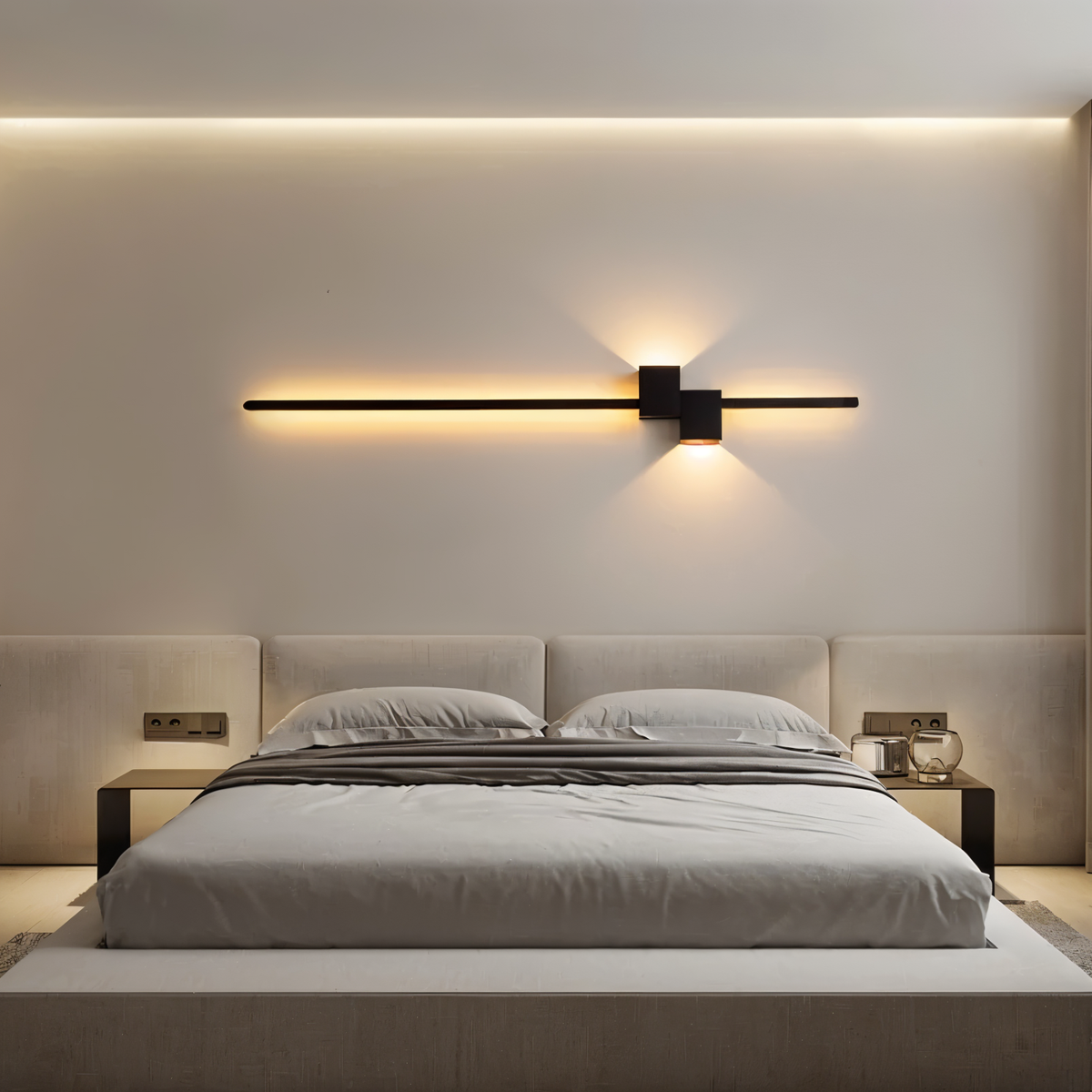 Minimalistyczny Kinkiet Ścienny Czarny z Oświetleniem LED – Elegancka Lampa na Ścianę do Wnętrz 0
