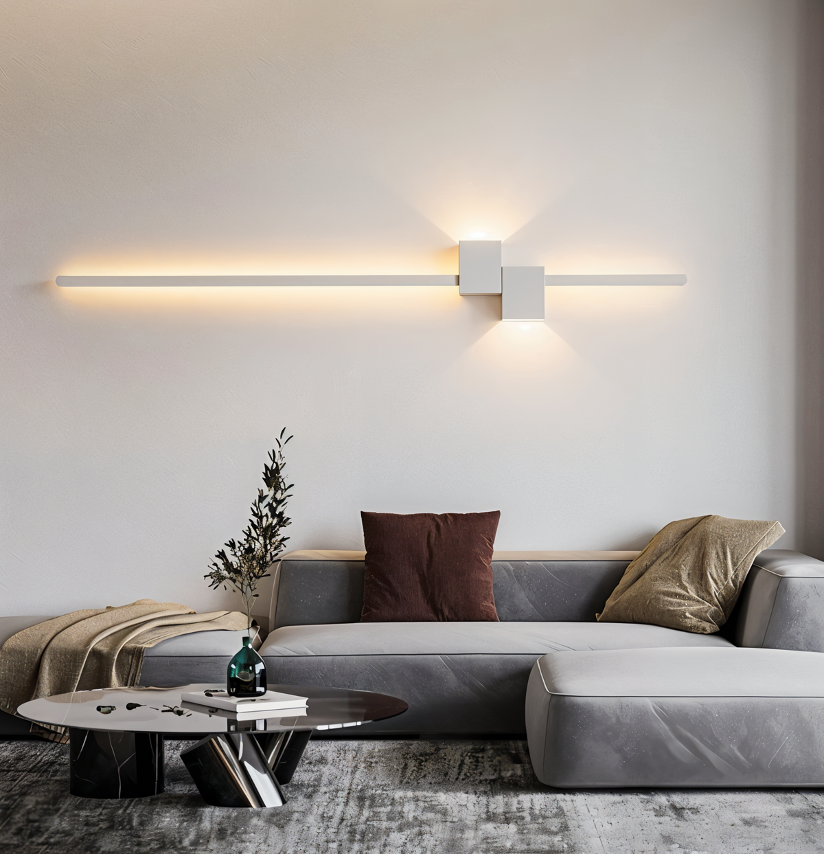 Minimalistyczny Kinkiet Ścienny Czarny z Oświetleniem LED – Elegancka Lampa na Ścianę do Wnętrz 2