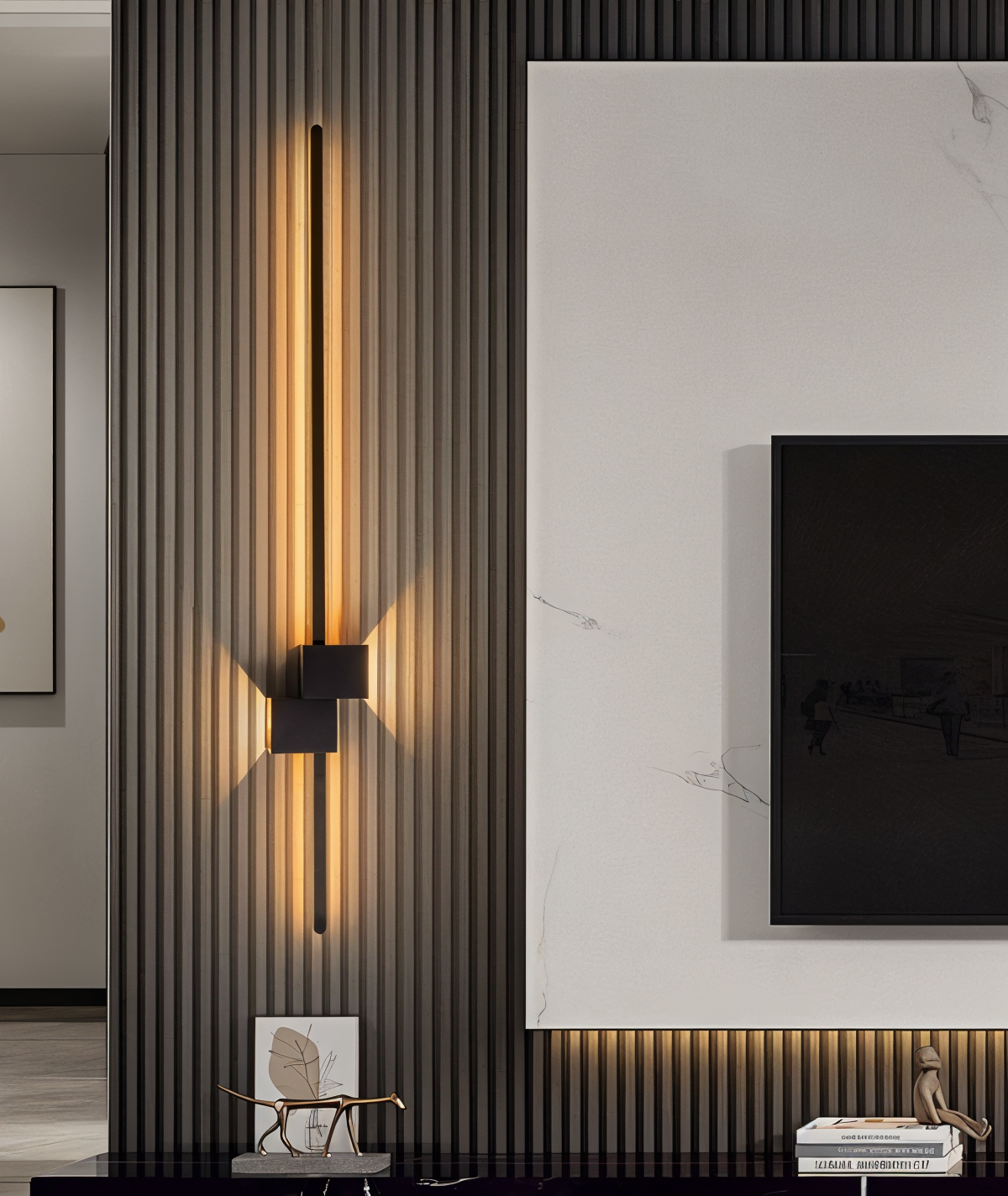 Minimalistyczny Kinkiet Ścienny Czarny z Oświetleniem LED – Elegancka Lampa na Ścianę do Wnętrz 6