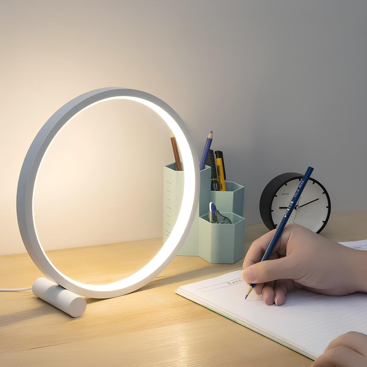 Nowoczesna Lampa Stołowa LED z Ściemniaczem – Okrągła Aluminiowa Lampa Stołowa do Salonu i Sypialni 7