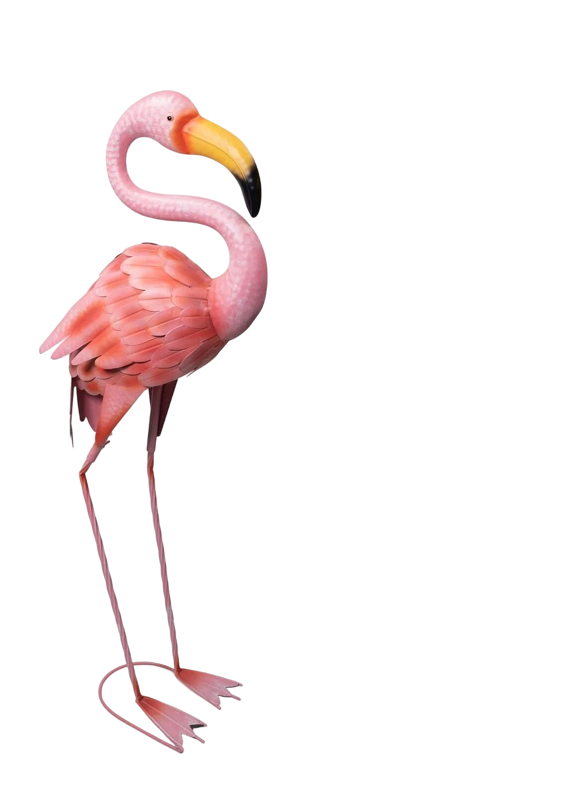 Odjechana rzeźba flaminga do ogrodu – elegancka, różowa metalowa dekoracja ogrodowa, 90 cm 1
