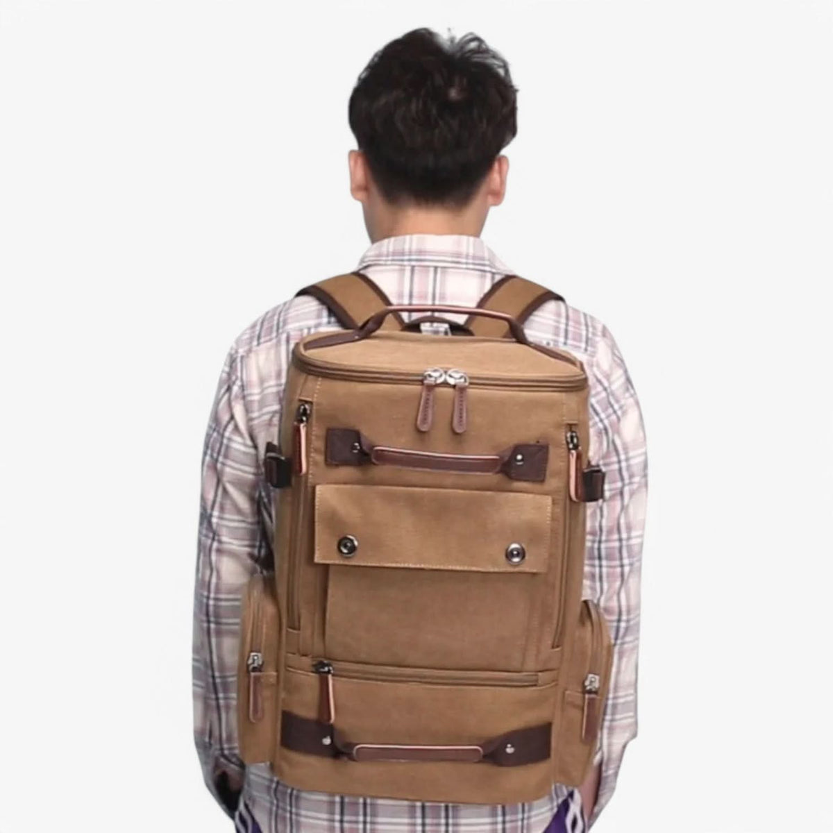 Plecak Damski VintageCanvas na Laptopa – Stylowy Plecak Szkolny z Ergonomicznymi Paskami, Przestronna Komora na 38 cm Laptop 2