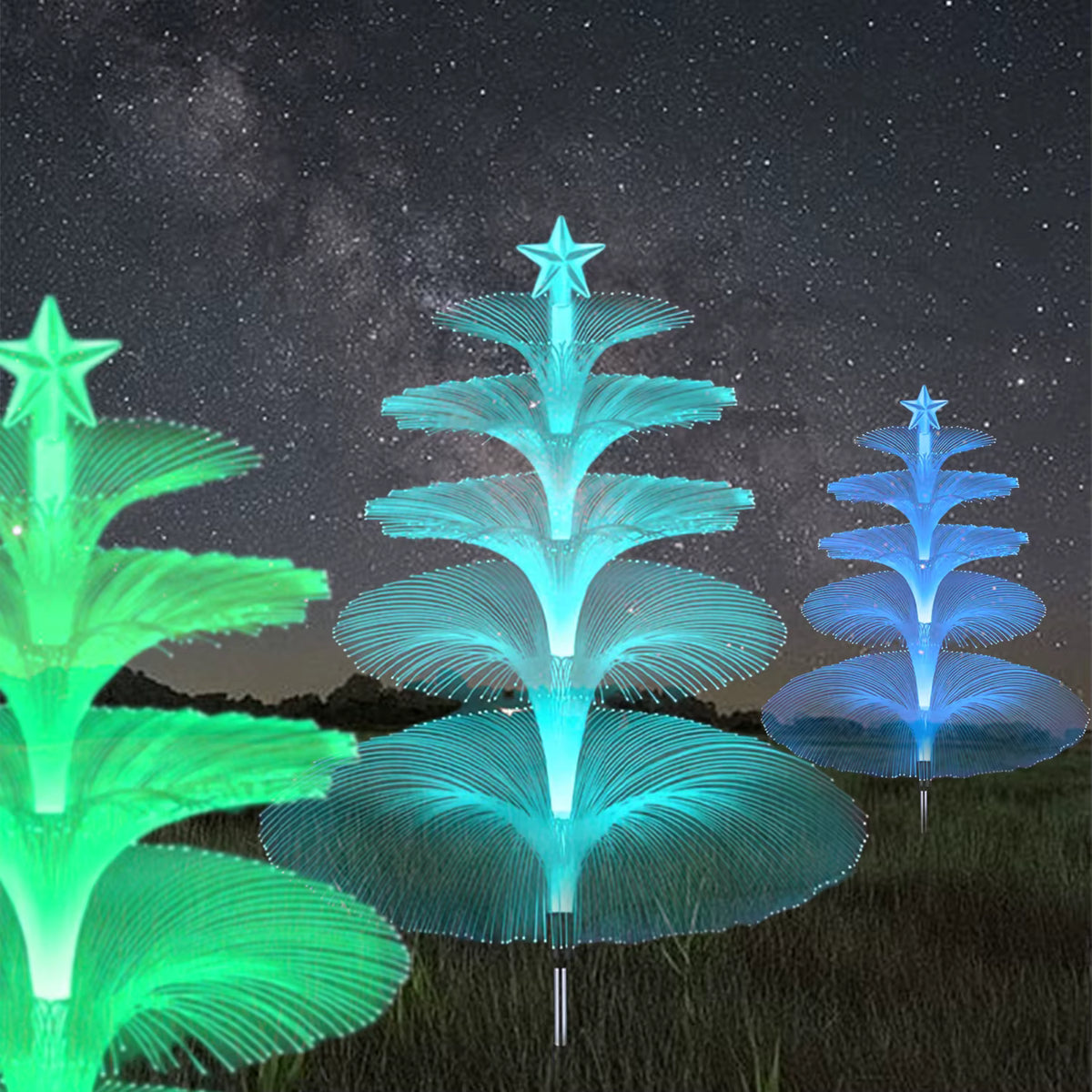 Lampa Ogrodowa Stojąca Solarna z 5 Warstwami i 7 Kolorami – Nowoczesne Lampy Ogrodowe IP65 do Oświetlenia Ogrodu