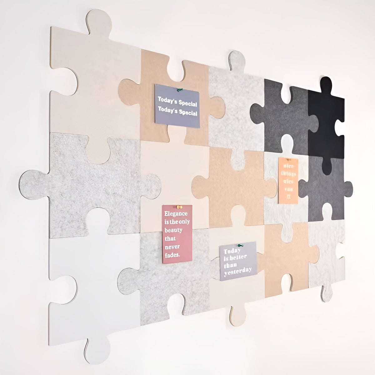 Filcowe Naklejki Ścienne Puzzle (15 szt.) – Elegancka Dekoracja do Salonu, Sypialni i Ściany TV - Styl 3
