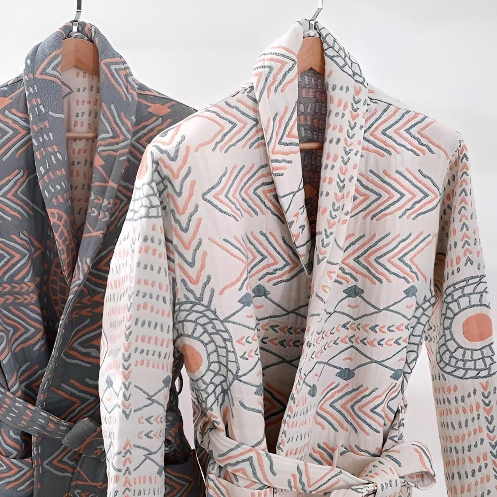 Luksusowy szlafrok unisex z paskiem i kieszeniami