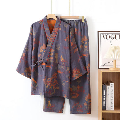Piżama kimono damska w kolorze szaro-niebieskim – rozmiar XL