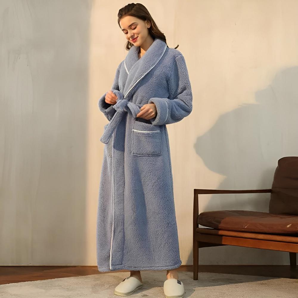 Miękki szlafrok unisex w kolorze granatowym