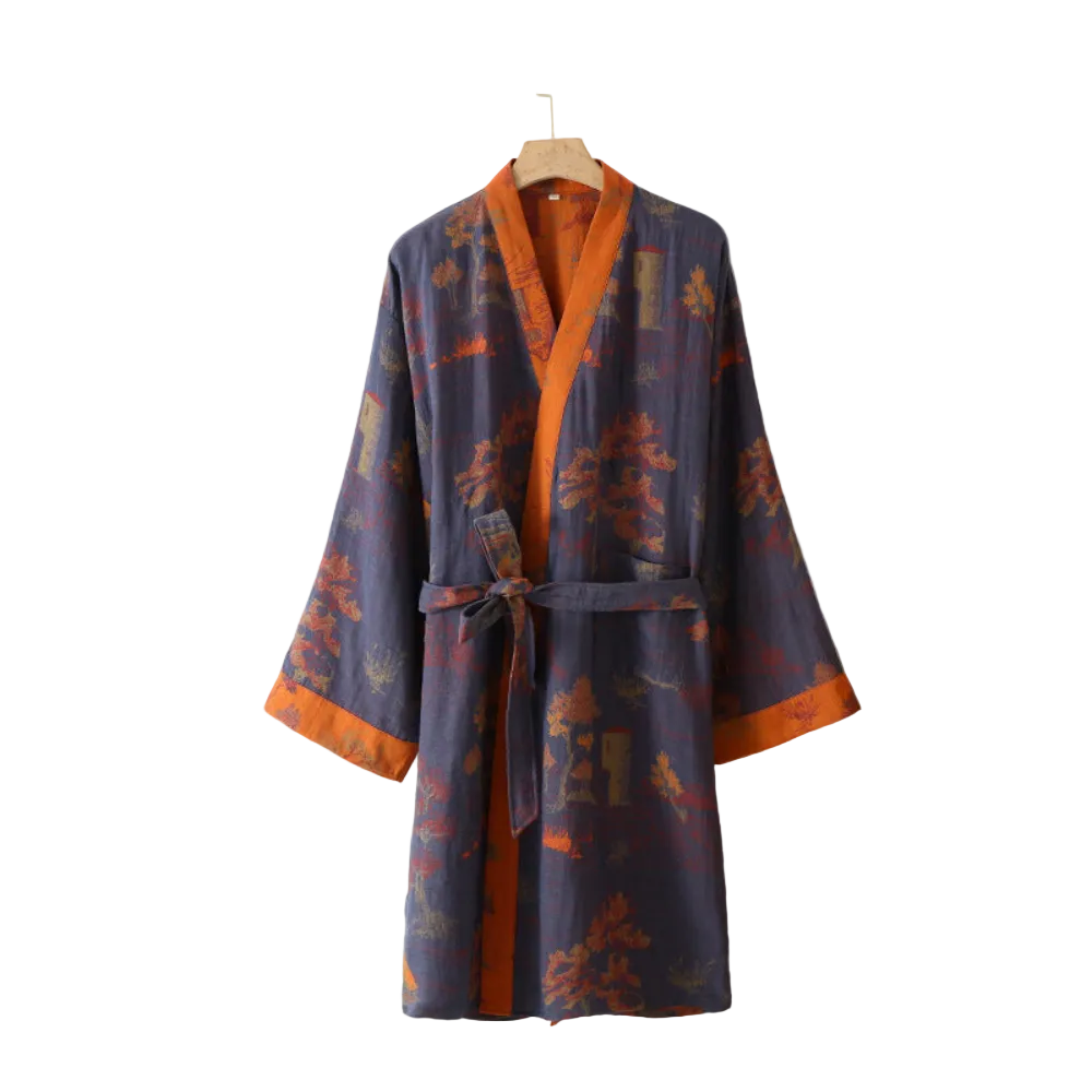 Bawełniany szlafrok kimono – widok z przodu