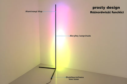 Nowoczesna Lampa Narożna Podłogowa LED – Zdalne Sterowanie, Energooszczędna Atmosfera w Salonie i Sypialni [lampa podłogowa]