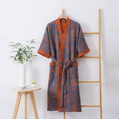 Dwuwarstwowy muślinowy szlafrok kimono