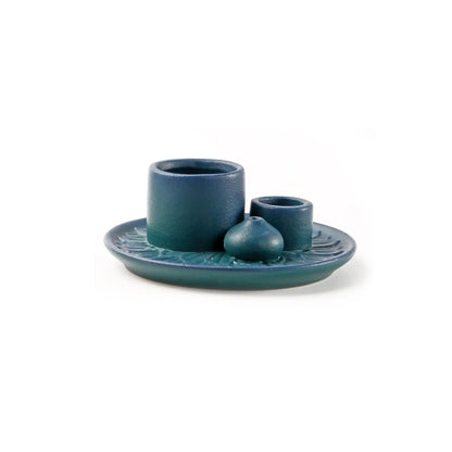 Ceramiczny Świecznik i Holder na Kadzidła 14 x 8 cm - Elegancki Rustykalny Design do Wnętrz 1