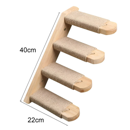 Drewniane Wandkletterbrett dla Kotów z Kratzsäule – Aktywny Element Dekoracyjny, 100 cm x 30 cm, Naturalny Kolor 3