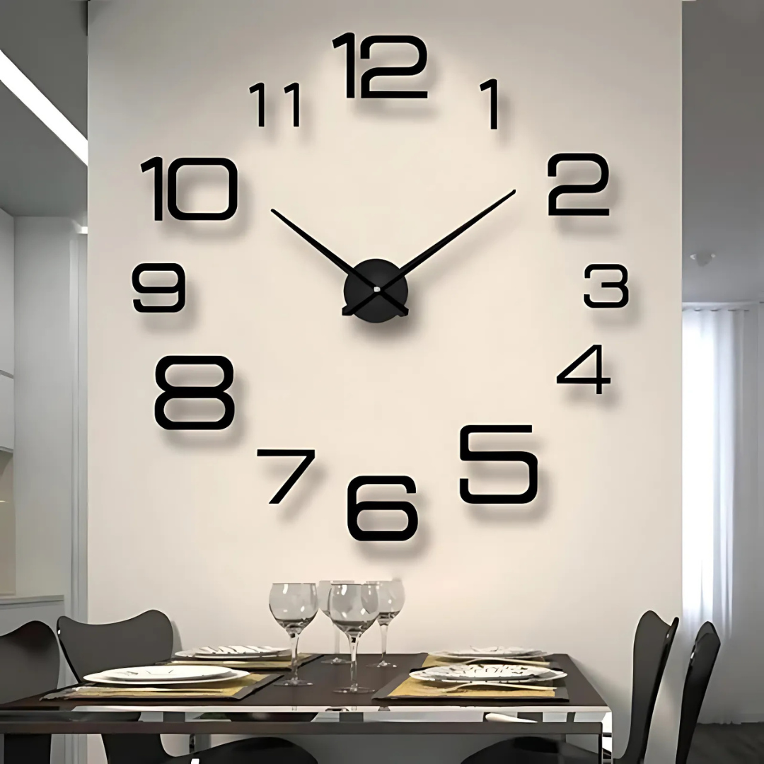 Duży Czarny Zegar Ścienny Chrona – Nowoczesny Zegar na Ścianę do Salonu, 60-90 cm 1
